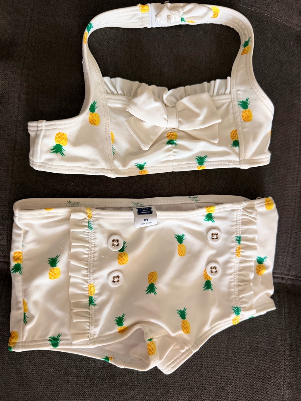Janie and Jack White Pineapple Two-Piece Swim Bikini